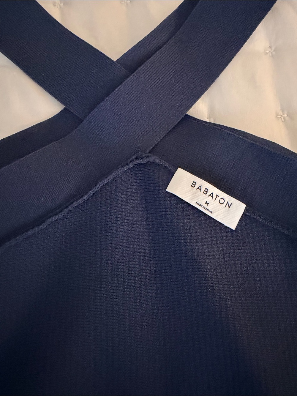 Babaton Navy Cross-Back Ribbed Crop Top - Picture 3 of 3